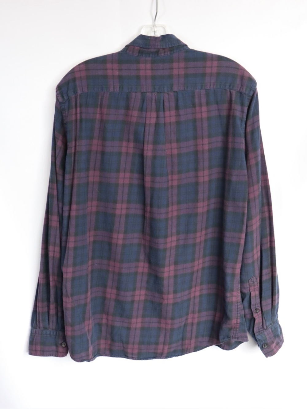 Uniqlo Plaid Button Up Shirt Men’s Medium Purple Blue Casual Flannel Style - Picture 6 of 8